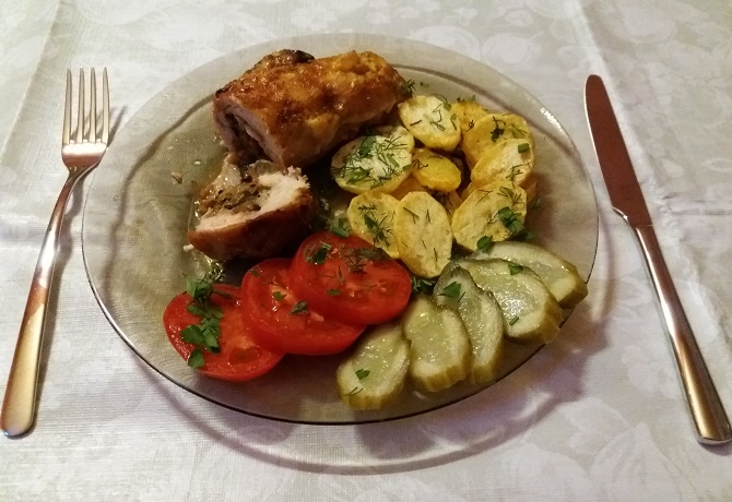 Фаршированные ножки куриные с лесными грибами